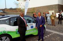 From L - R: Mahama Kappiah Executive Director of ECREEE and H.E. Ulisses Correia e Silva, Prime Minister of Cabo Verde. Inauguration of Electric Vehicle 
